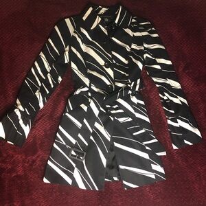 INC International Concepts Black & White Mid Length Coat